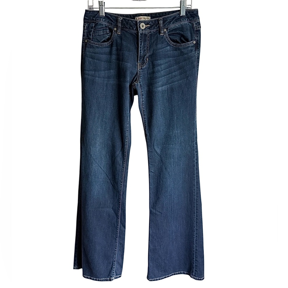 CAbi Mid Rise Retro Line Wide Leg Medium Wash Cotton Blend Denim Jeans Size 6